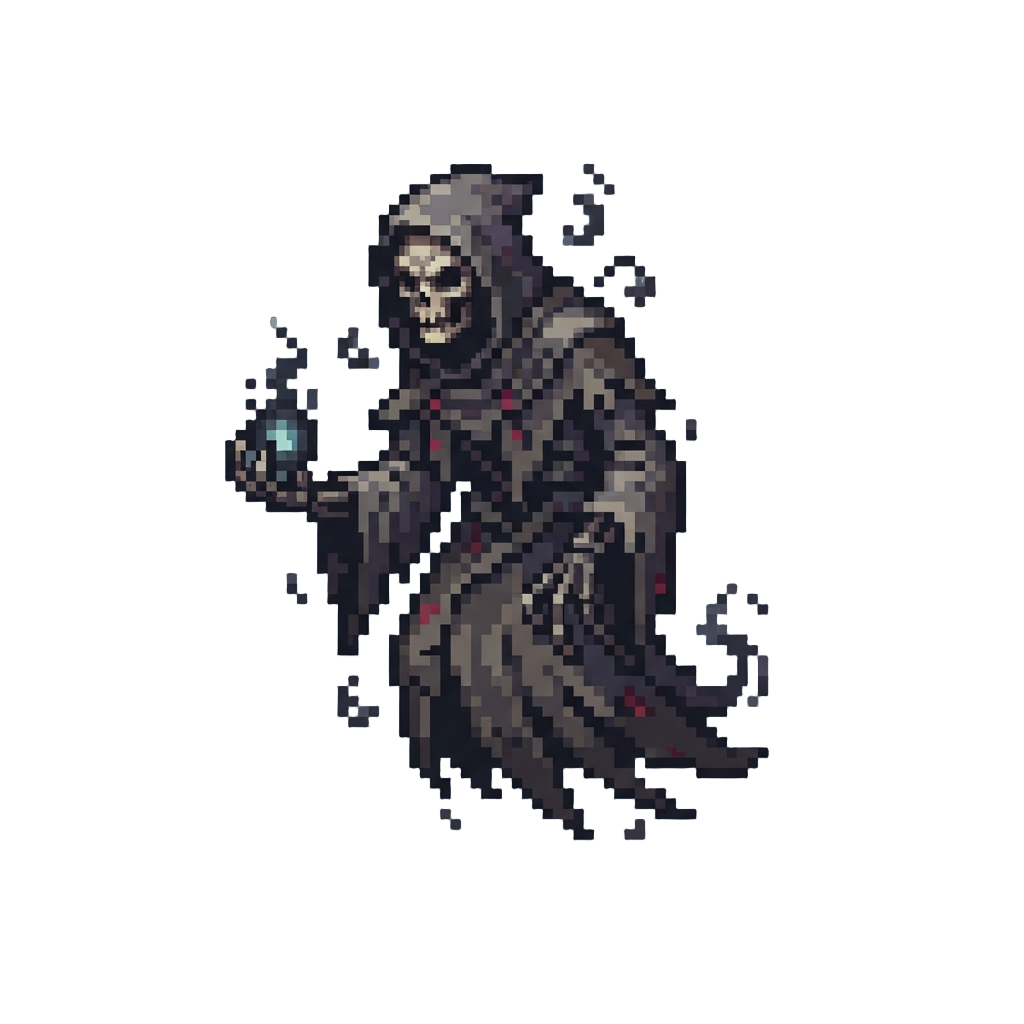 A Dark Skeletal Spirit in Ragged Robes