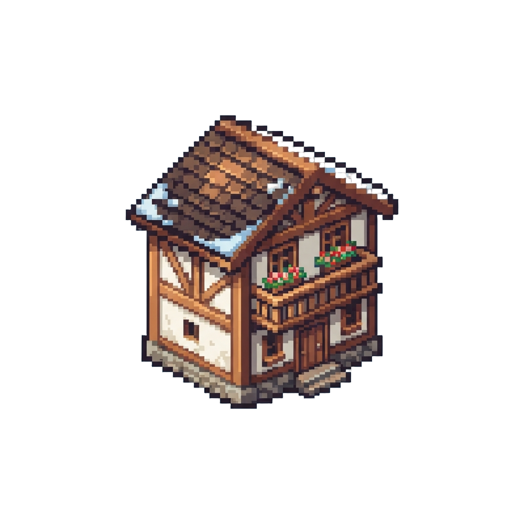 A Quaint Alpine Chalet with Window Flower Boxes