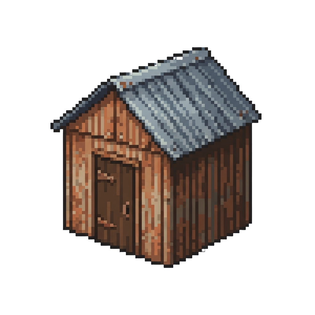 A Tiny Rusty Tin Storage Shed
