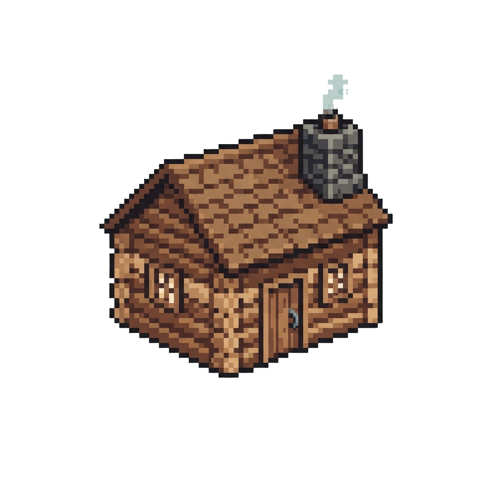 A Warm Timber Log Cabin with a Chimney