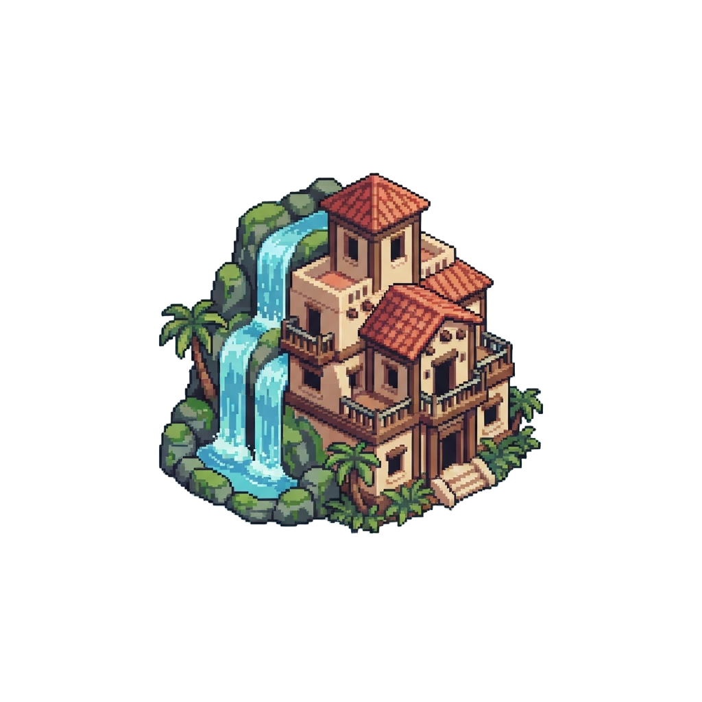 An Extravagant Tropical Resort Mansion with Cascading Waterfalls