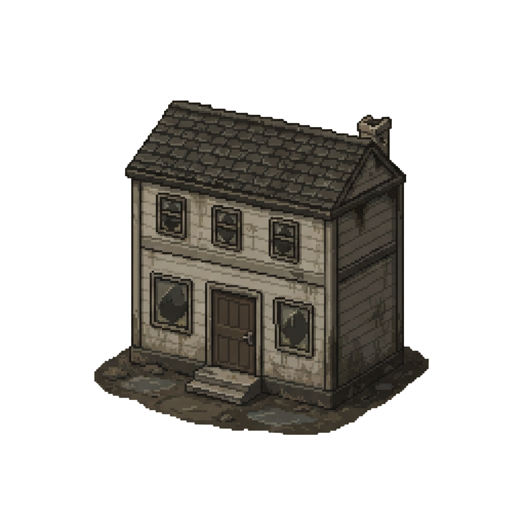 A Muddy Neglected Townhouse with Stained Siding