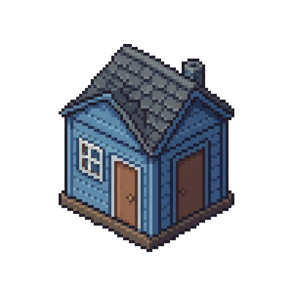 A Tiny Painted Blue Backyard Shed