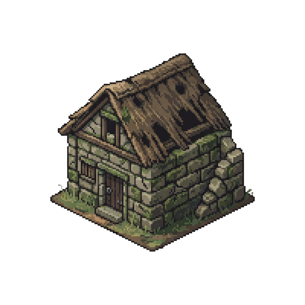 A Mossy Decayed Stone Farmstead