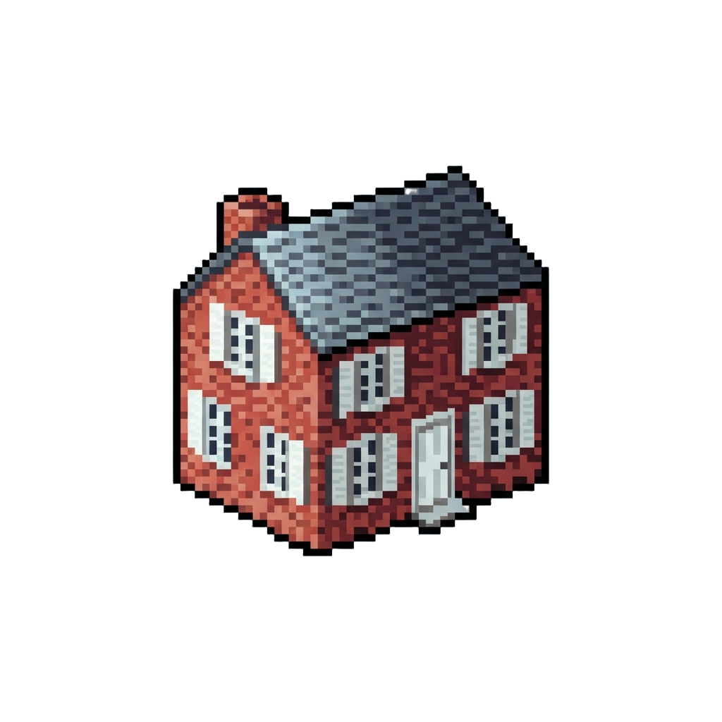 A Red-brick Colonial House with White Shutters