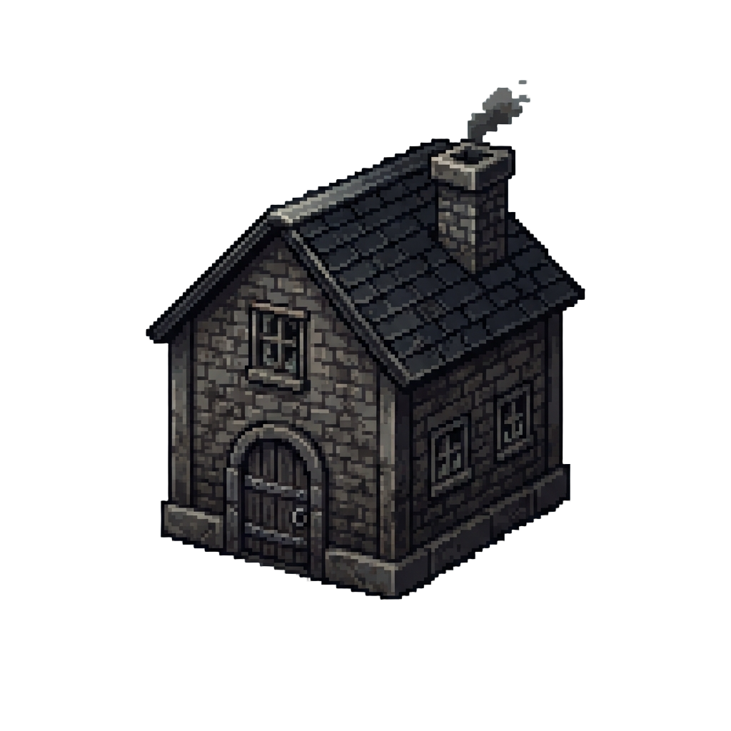 A Soot-stained Industrial House Covered in Grime