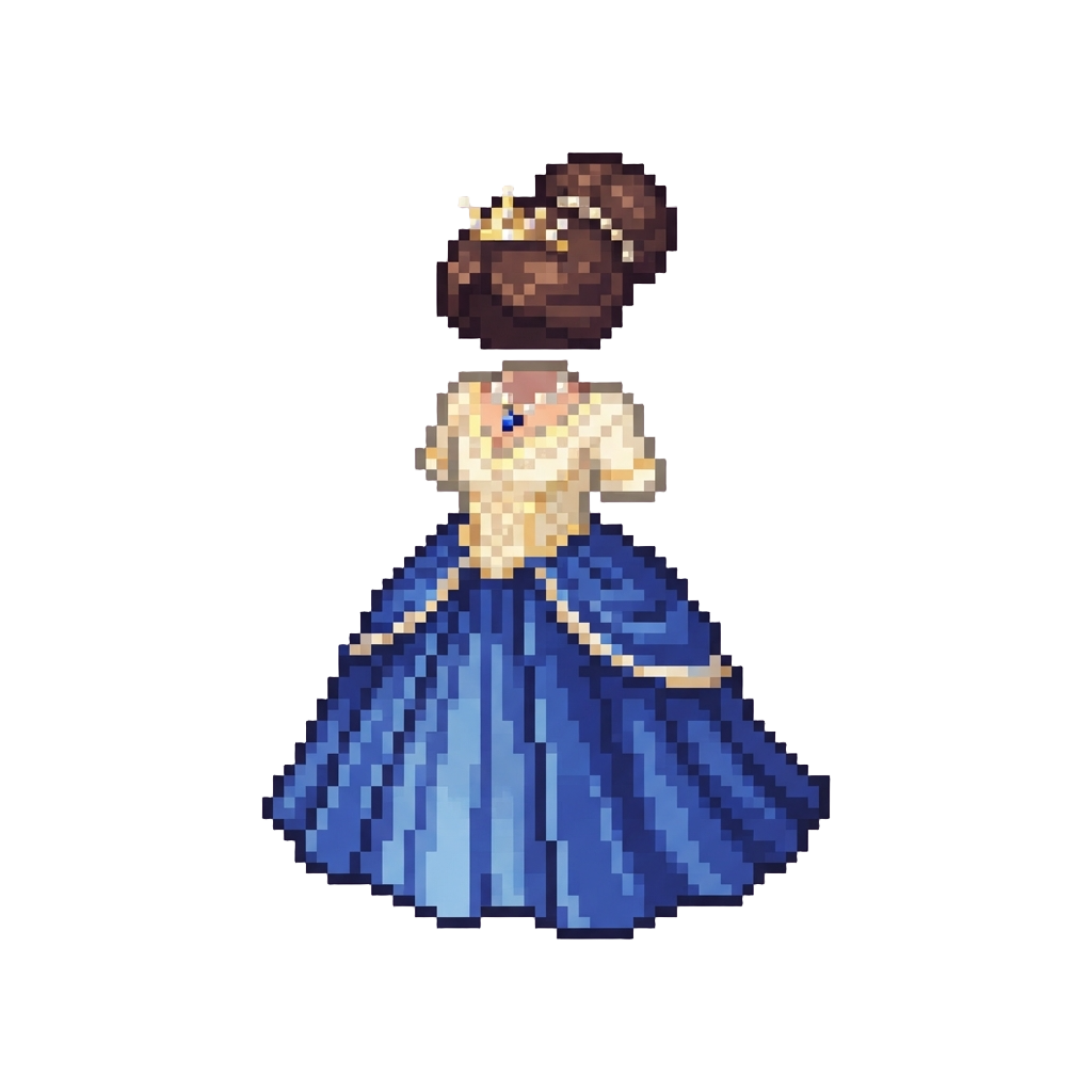 A Satin Ballgown with a Neat Polished Princess Bun