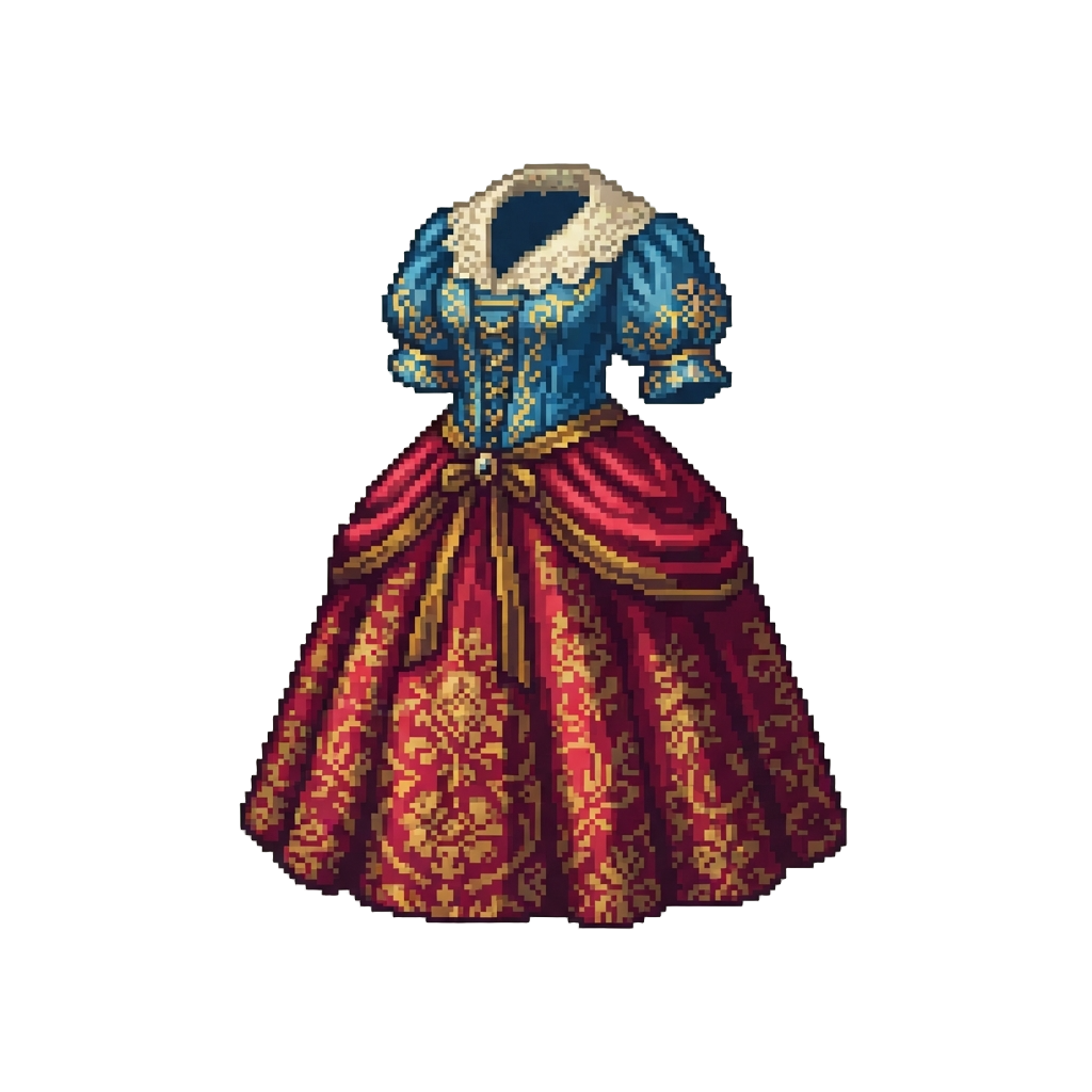 A Classical Royal Silk Dress with Swept-back Side Curls