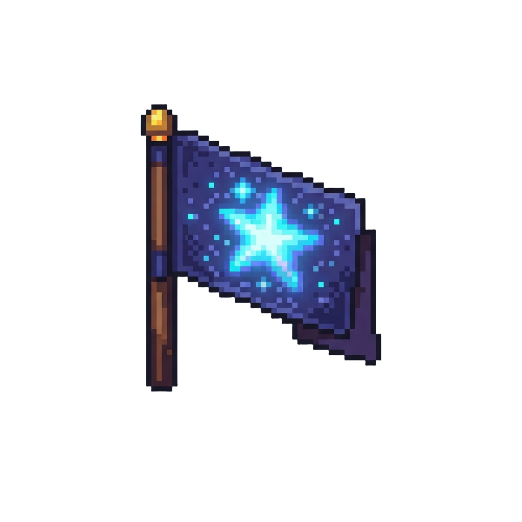 A Neon-glowing Star-patterned Flag