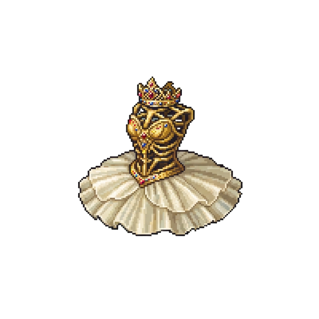 A Decadent Golden Skeleton Ballerina Tutu with Jeweled Crown