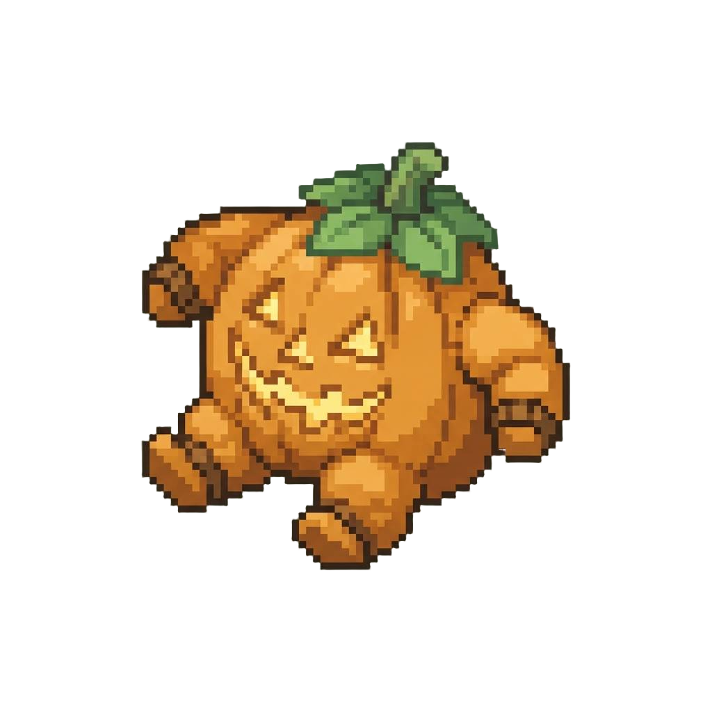 An Oversized Puffy Jack-o'-lantern Suit That Wobbles and Rolls