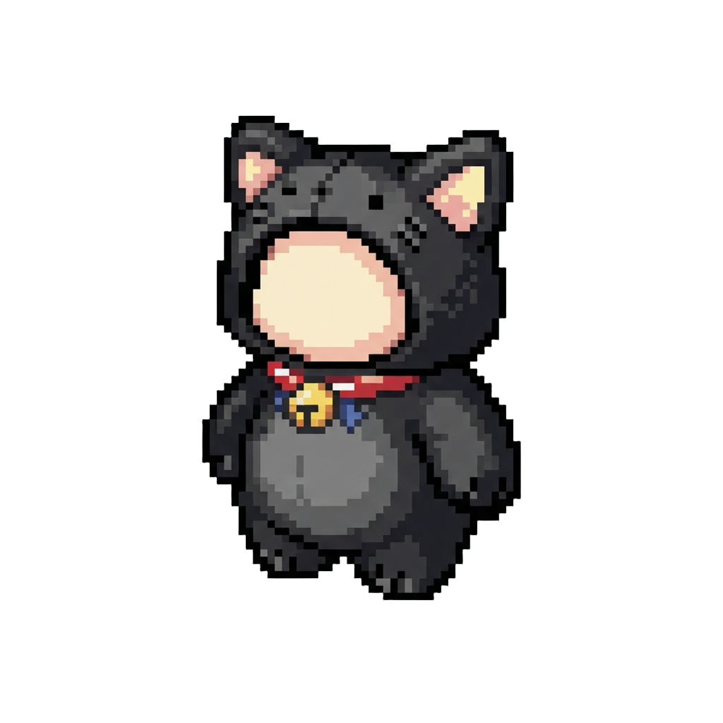 A Cozy Plush Black Kitty Outfit with Bell Choker