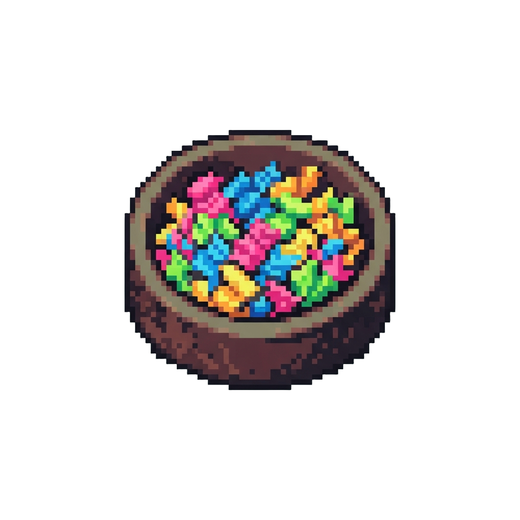 A Pit Filled with Crumpled Neon Paper Shreds
