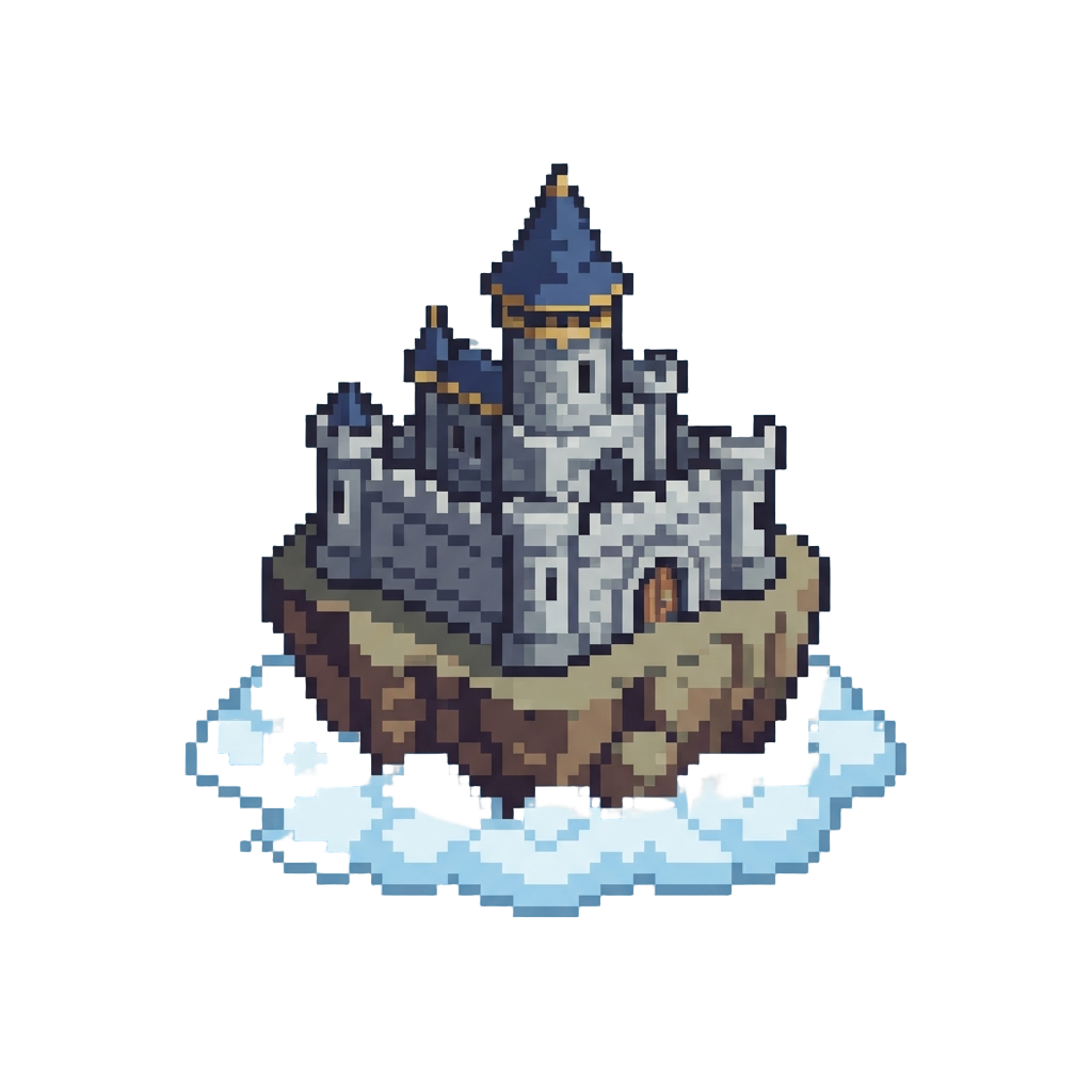 A Floating Castle Island in the Clouds