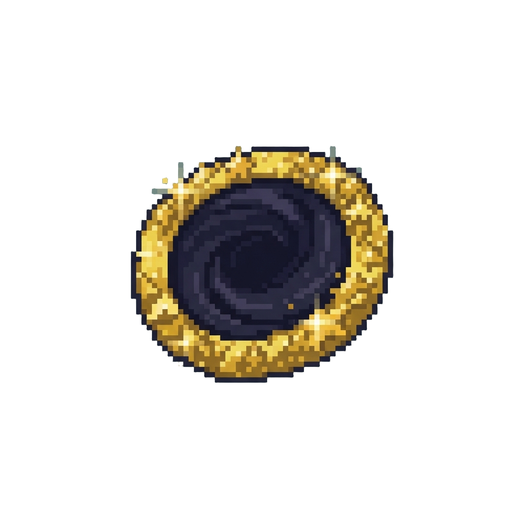 A Dark Void Ringed with Golden Star Fragments