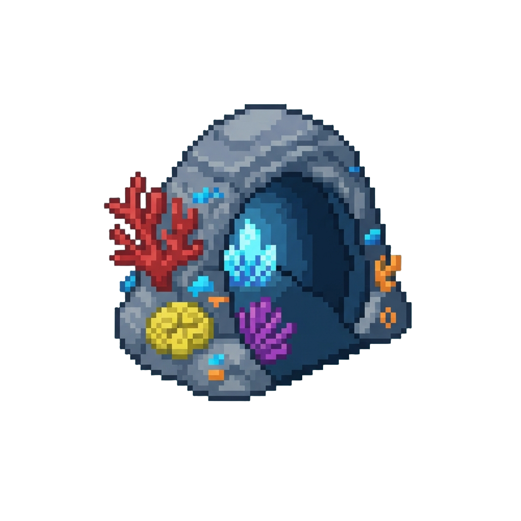 An Underwater Coral Reef Cavern
