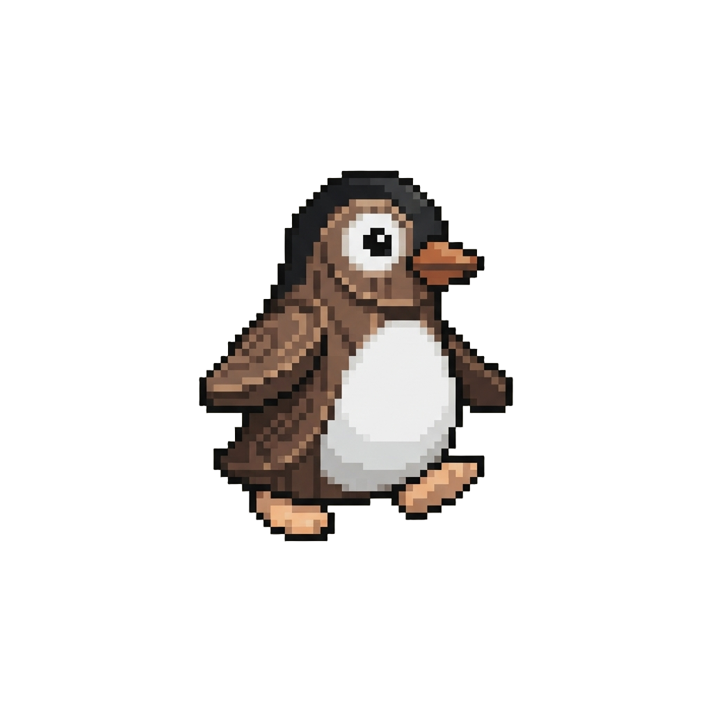 A Waddling Wooden Penguin Figure