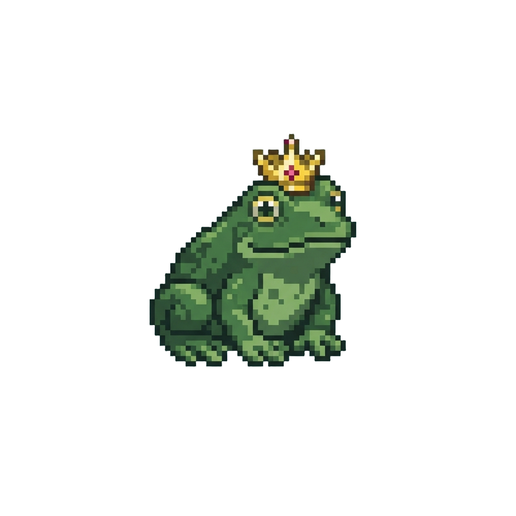 A Noble Royal Frog Wearing a Tiny Golden Crown