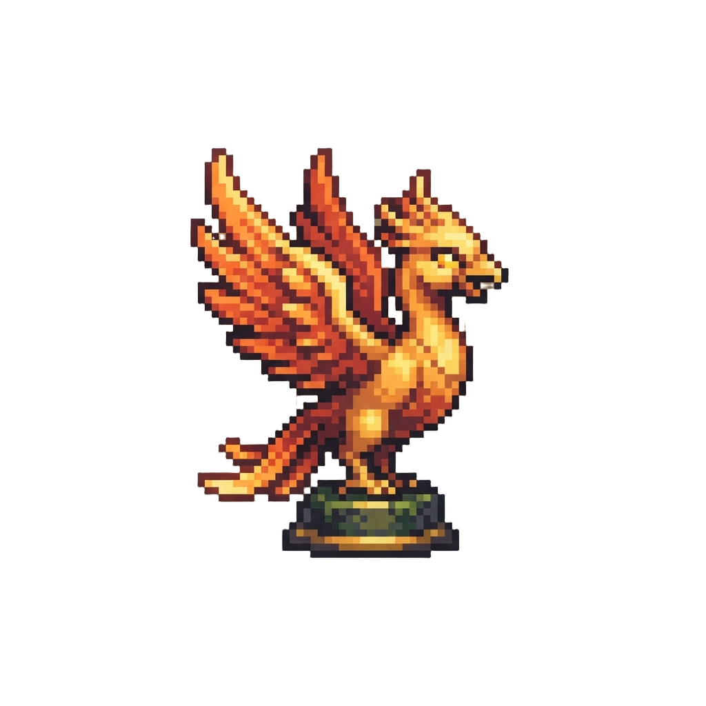 A Glowing Miniature Phoenix Statue