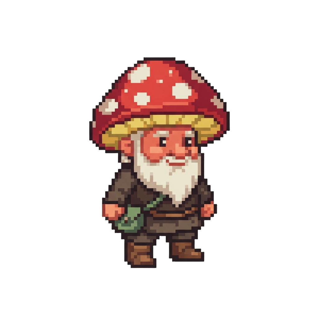 A Tiny Mushroom-hat Gnome