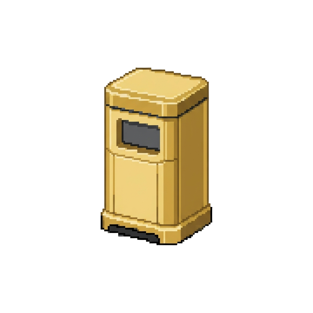 A Golden Mall Kiosk Trash Bin