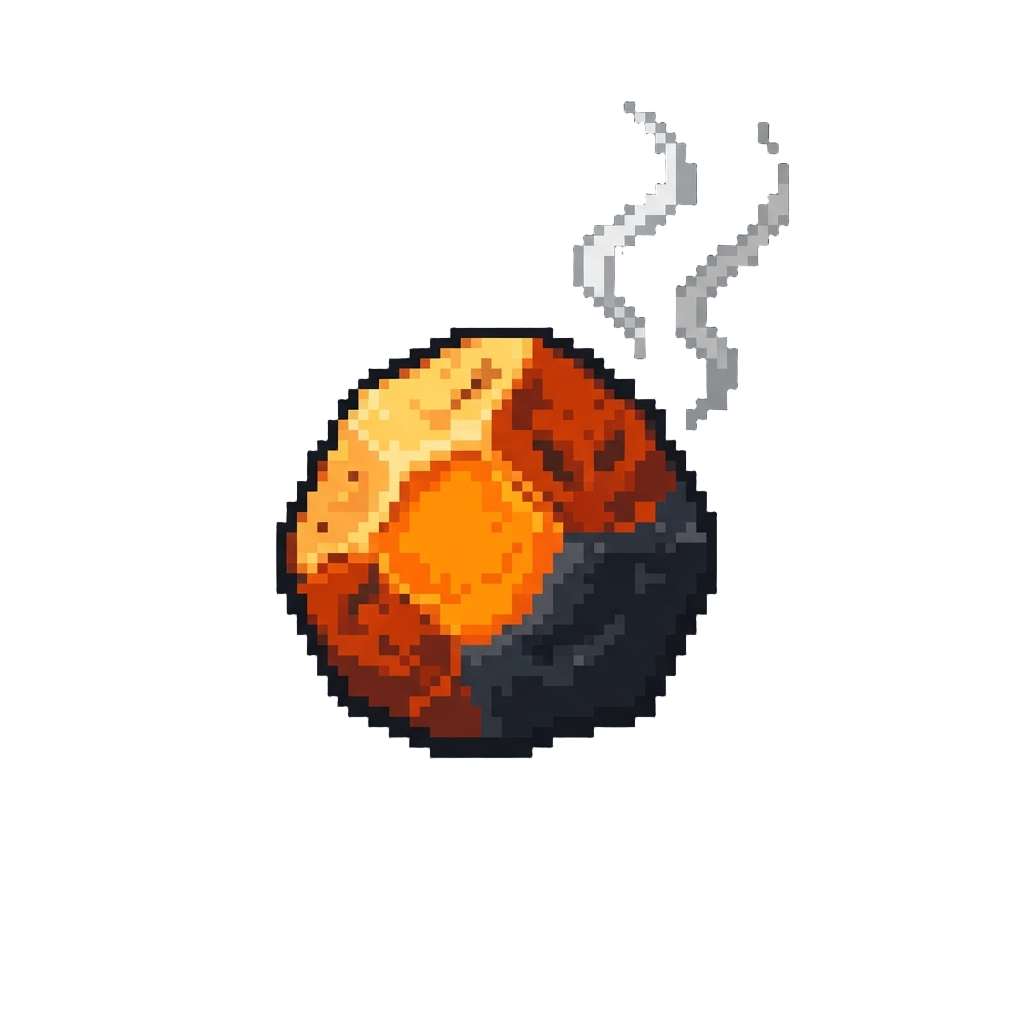 A Tiny Smoking Charcoal Ember