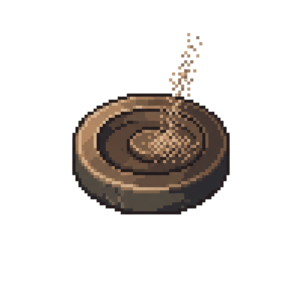 A Small Trickle of Dust Dropping Onto the Button