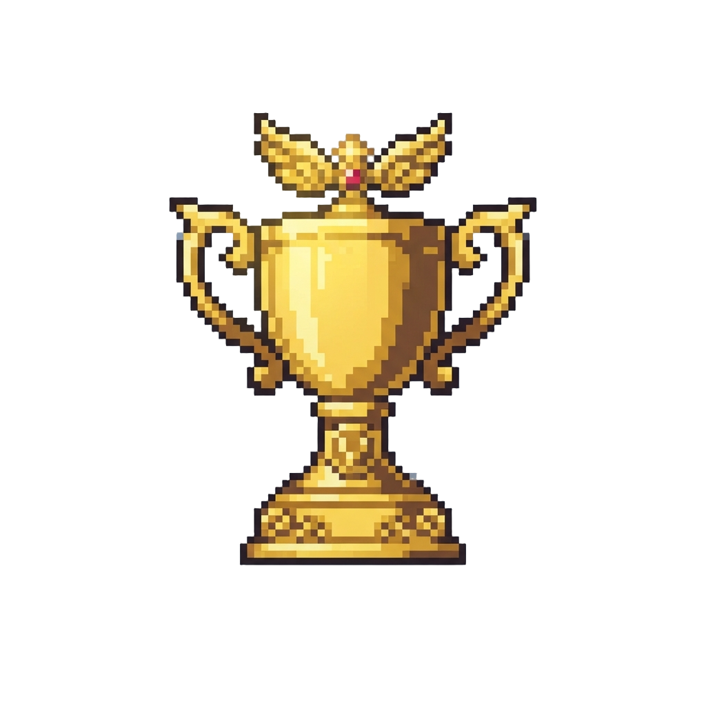 A Giant Golden Trophy Descending From Above