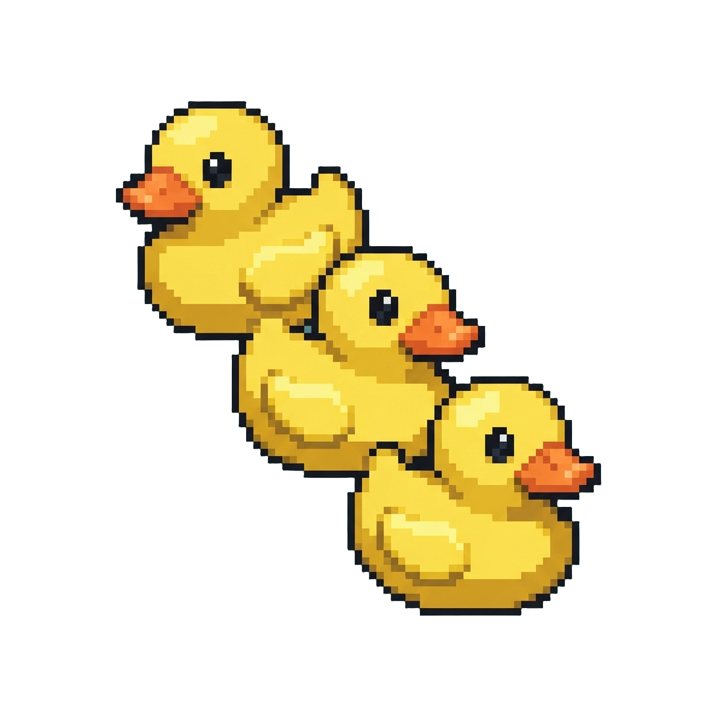 A Cascade of Rubber Ducks Tumbling Down