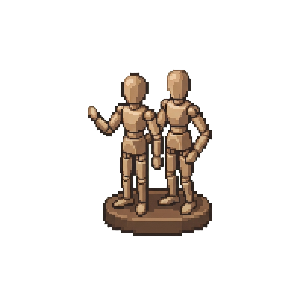 A Set of Tiny Wooden Mannequin Figures