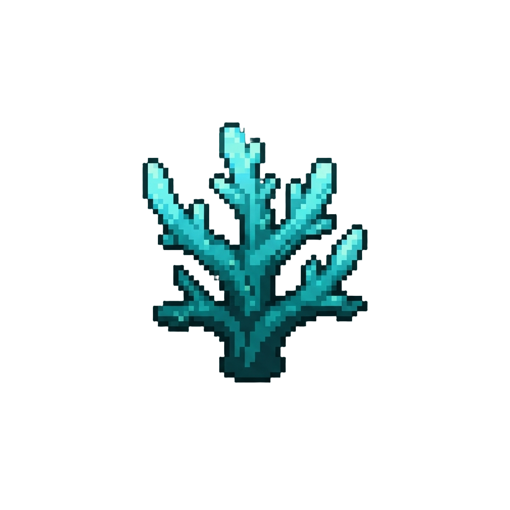 A Radiant Turquoise Glowing Coral Branch