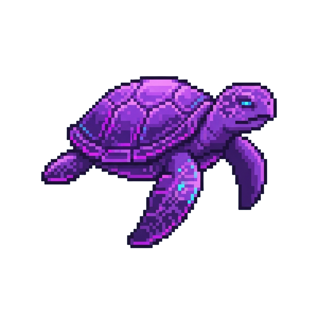 A Floating Purple Neon Sea Turtle