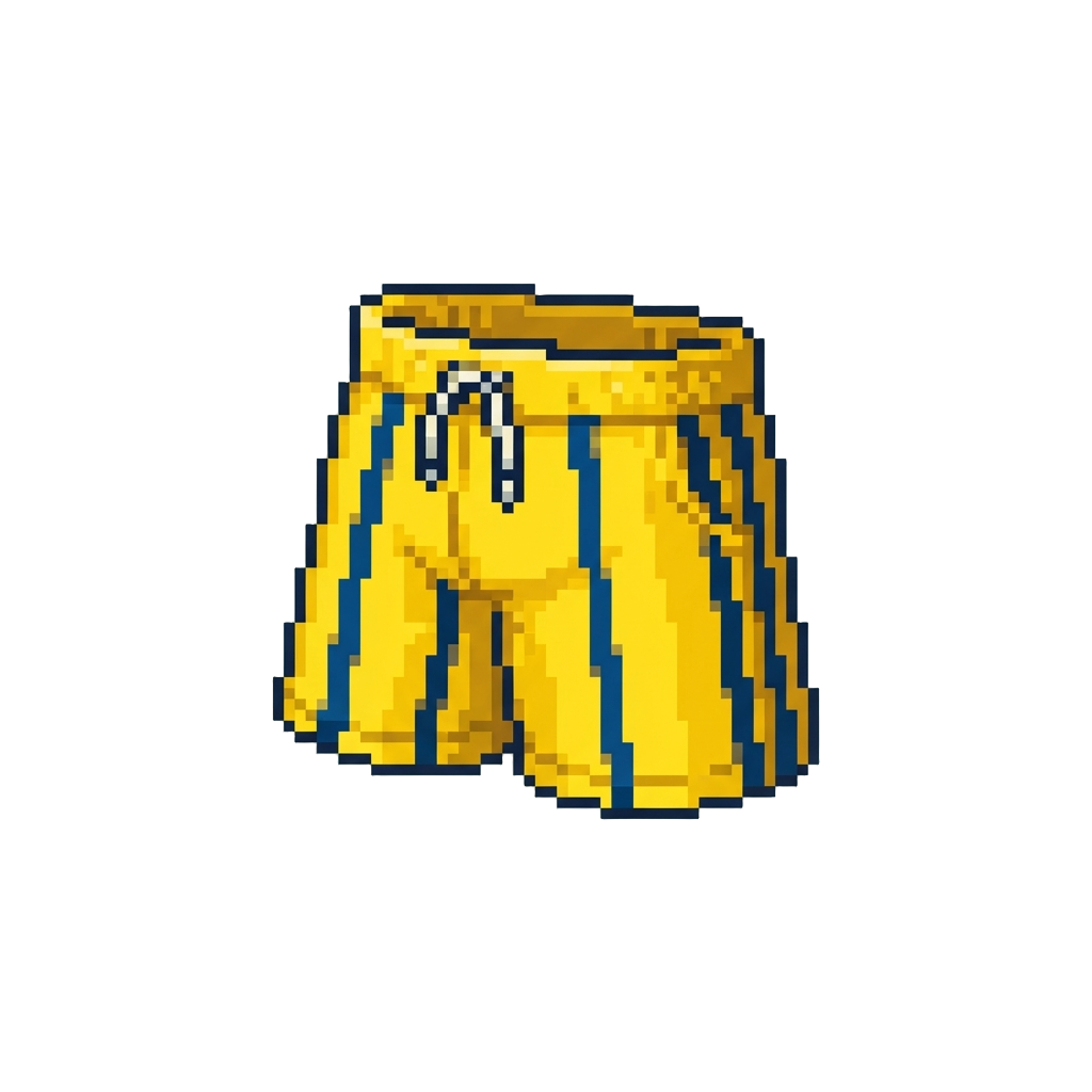 Bright Yellow Striped Swim Trunks