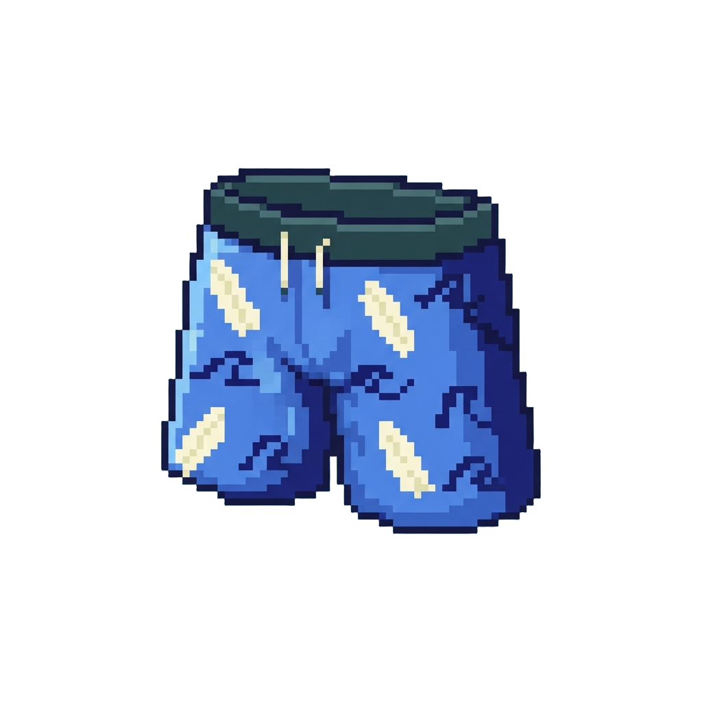 A Stylish Blue Surfboard Print Swim Trunks