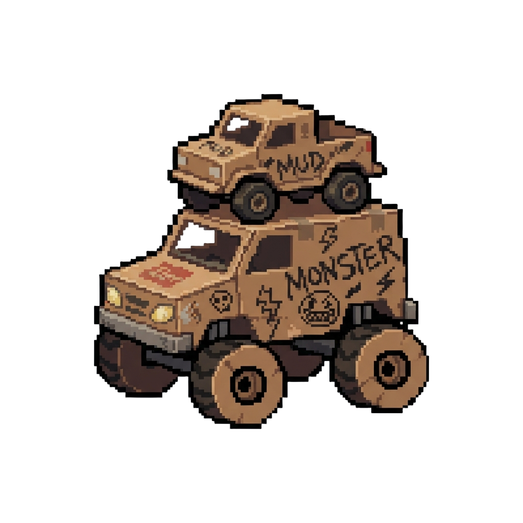 A Stack of Cardboard Monster Trucks