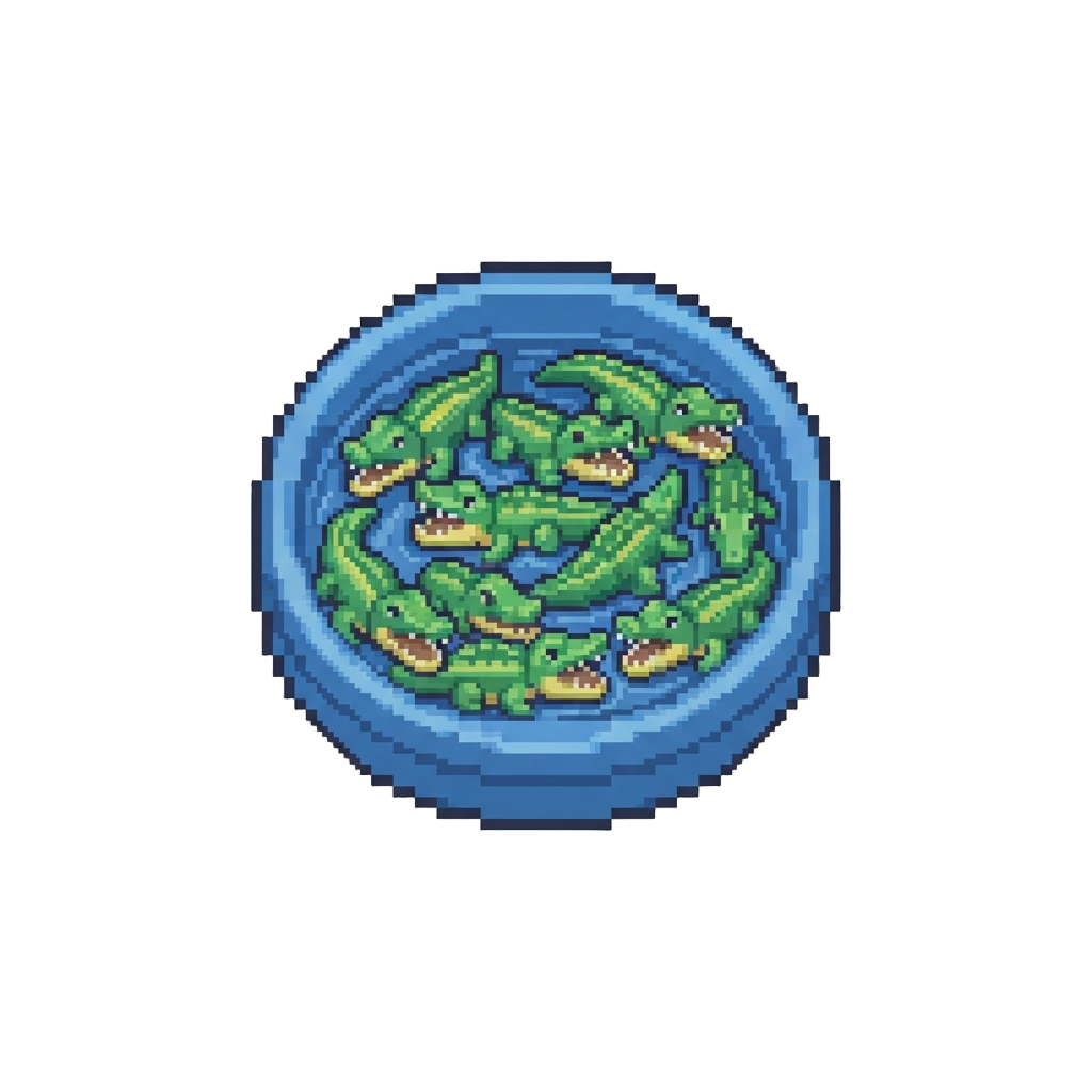 A Pool Full of Snap-jaw Toy Alligators