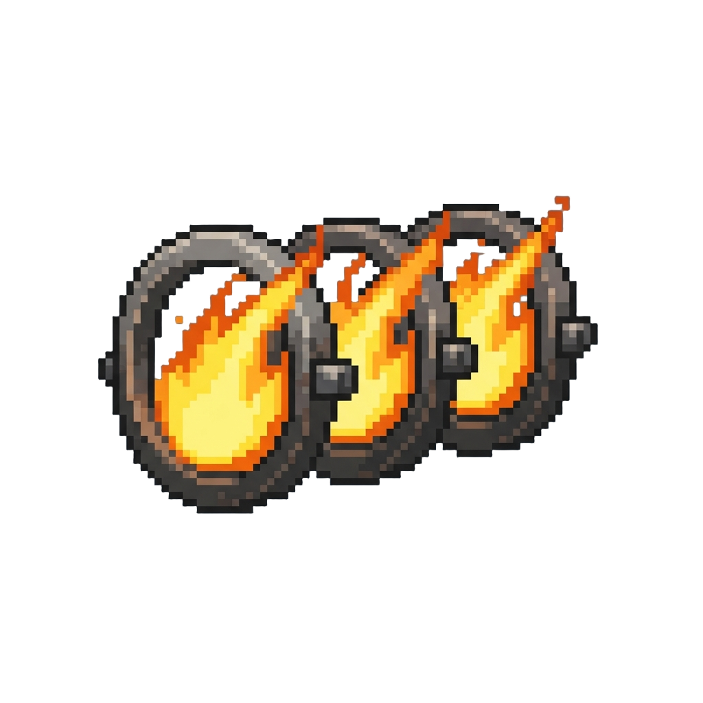 A Row of Blazing Flaming Hoops