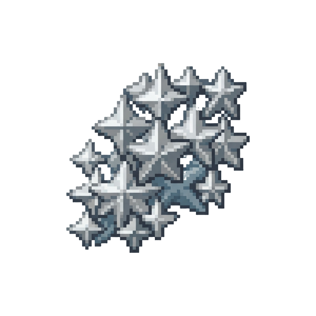 A Cascade of Shiny Silver Foil Stars