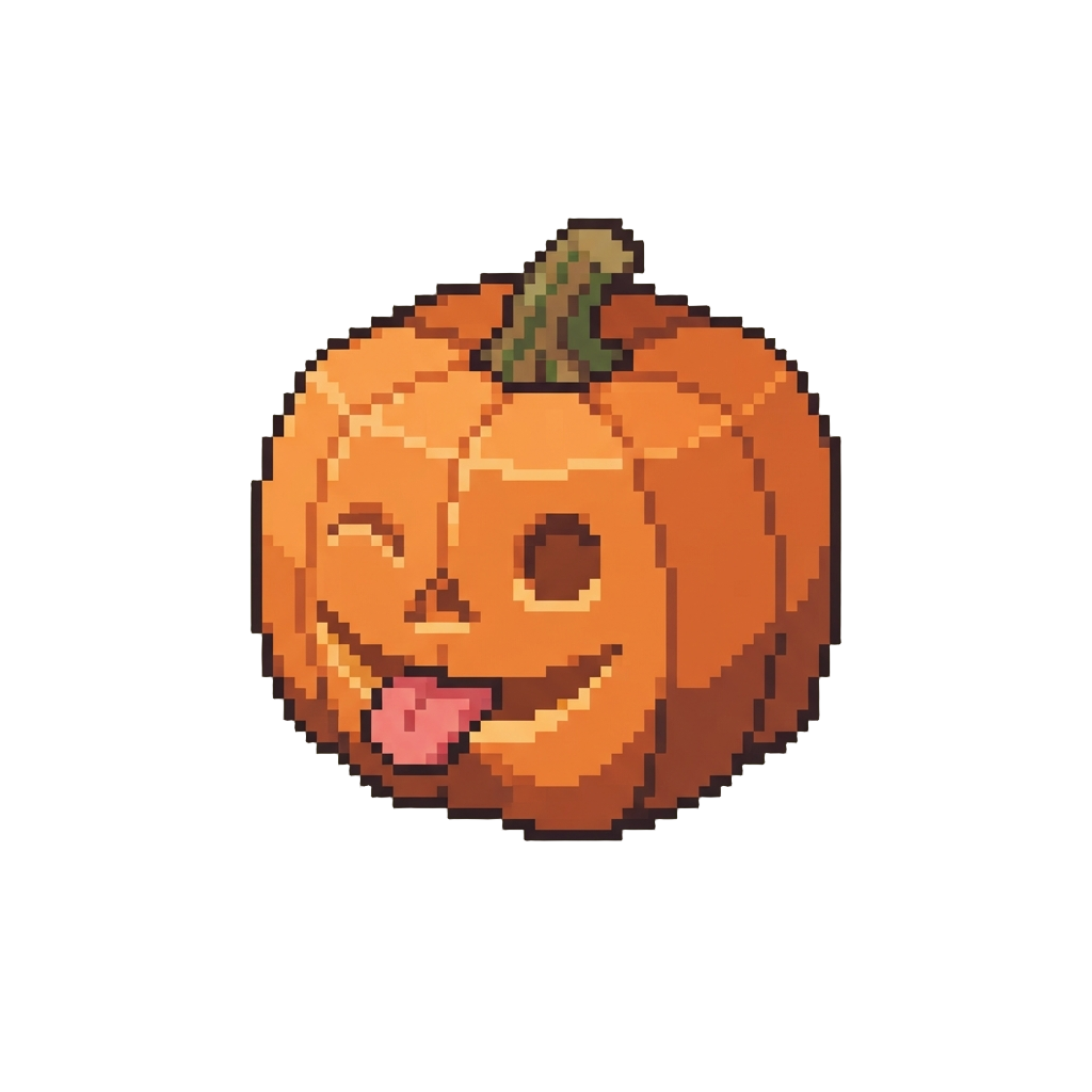 A Wink and Tongue-sticking-out Face Carved Into the Pumpkin