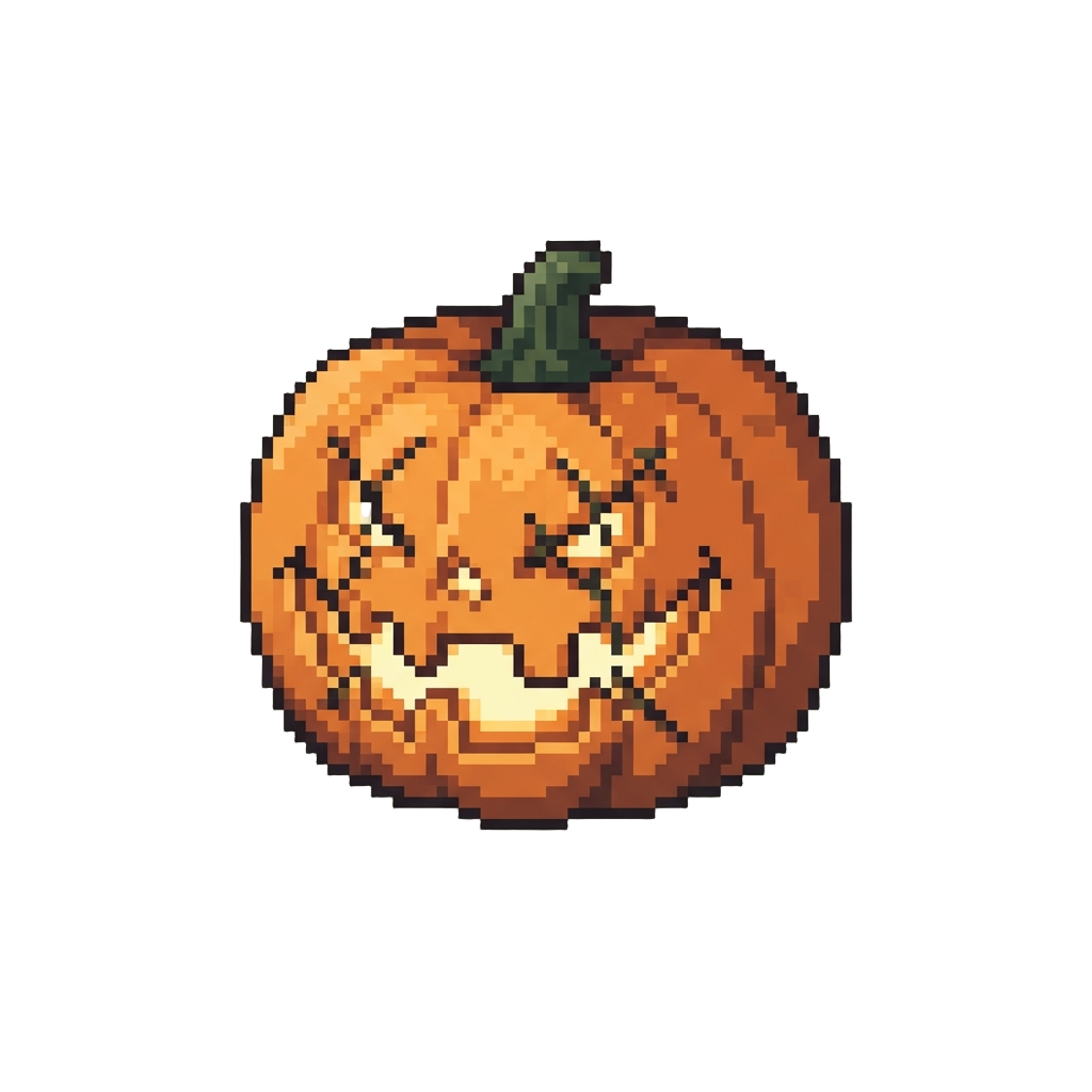 A Creepy Glowing Stitched-mouth Smile Carved Into the Pumpkin