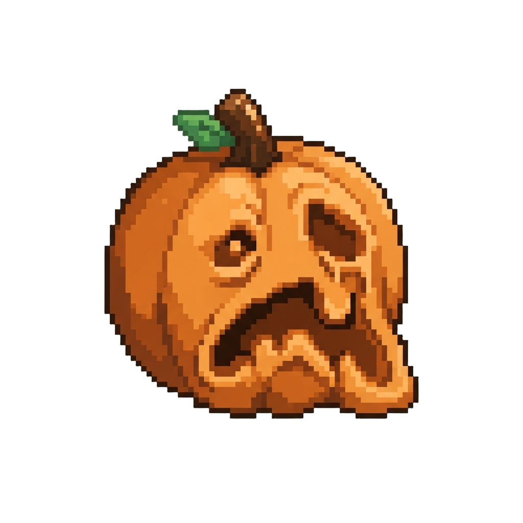 A Droopy Lopsided Melted-looking Face Carved Into the Pumpkin