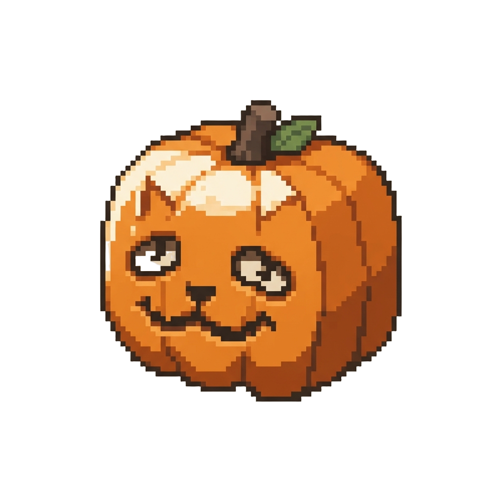 A Derpy Cartoon Cat Face Carved Into the Pumpkin