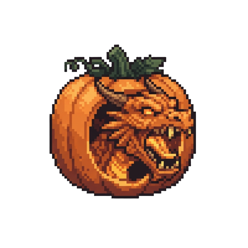 A Roaring Dragon Face Carved Into the Pumpkin