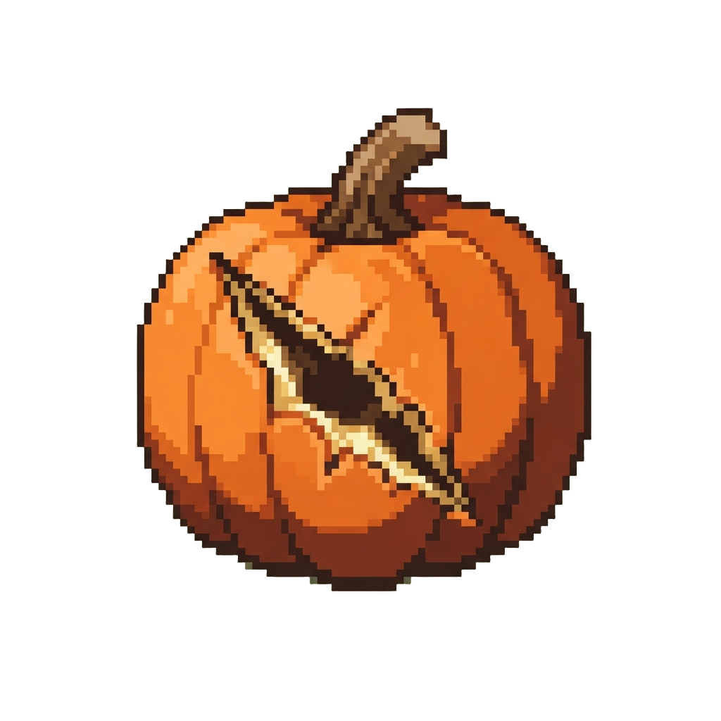 A Jagged Messy Accidental Diagonal Tear Carved Into the Pumpkin