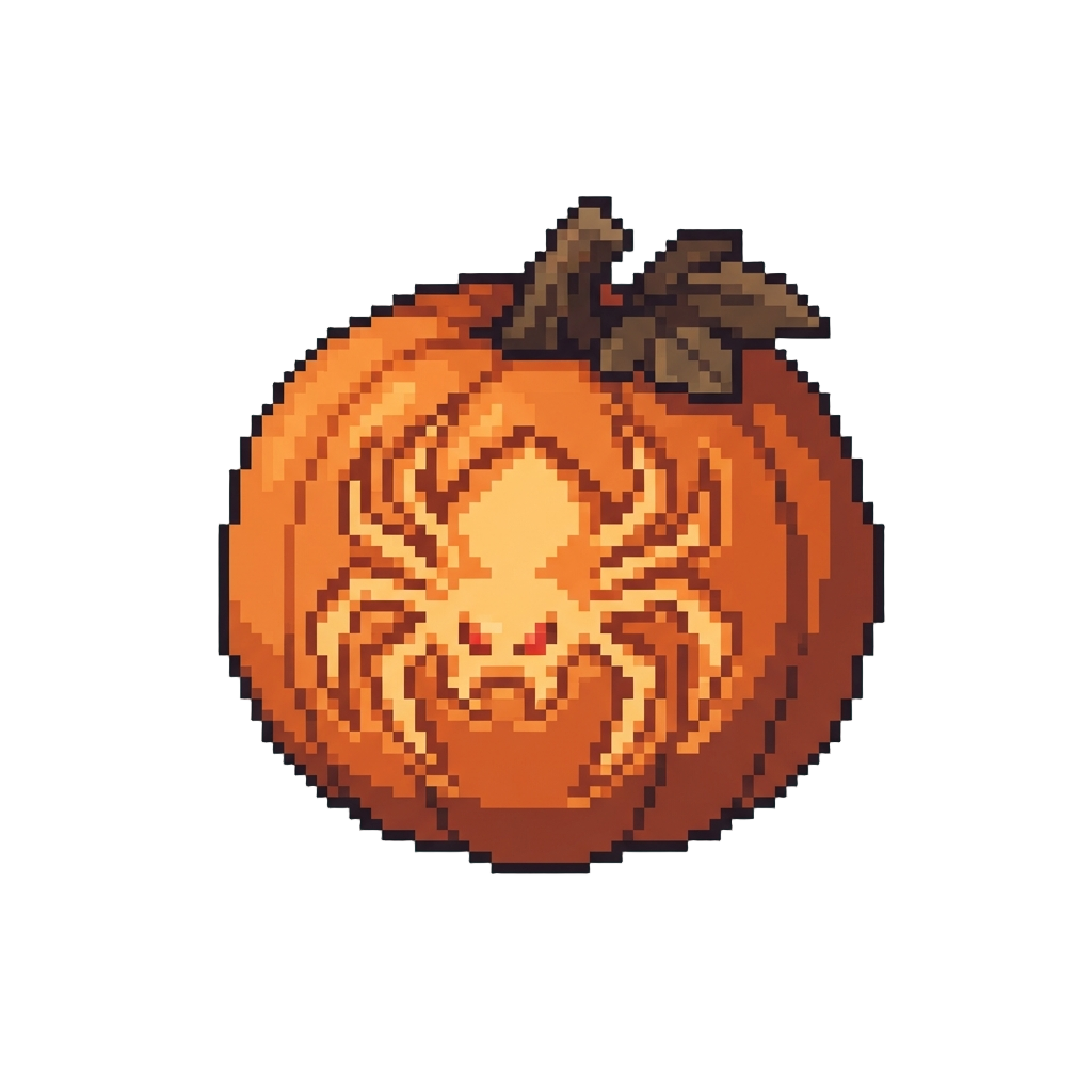 A Sinister Jagged Spider Design Carved Into the Pumpkin