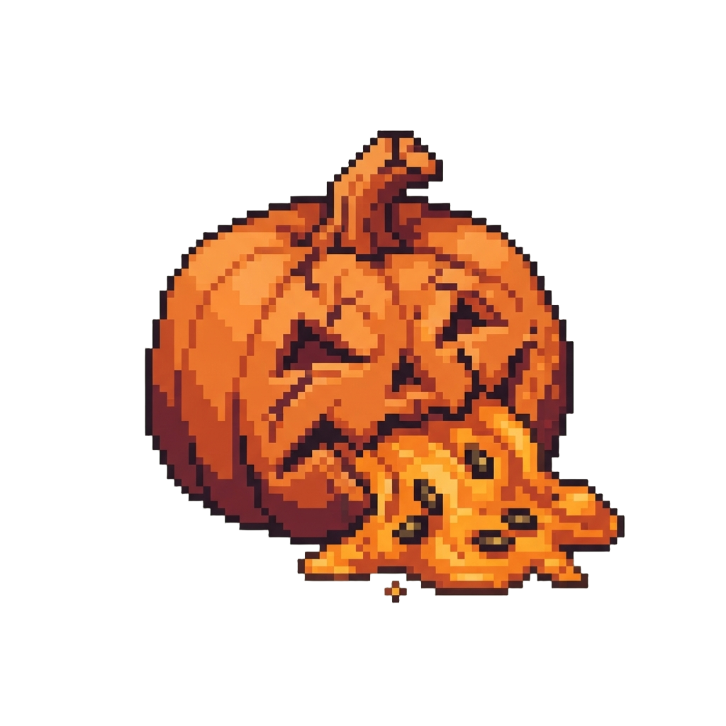 A Squished Squashed Face with Pumpkin Pulp Spilling Out