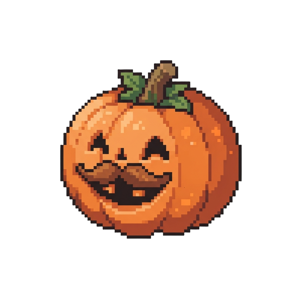 A Chubby Mustache Grin Carved Into the Pumpkin