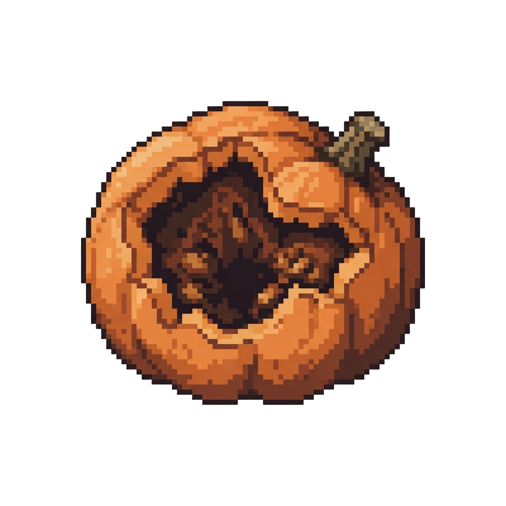 A Completely Caved-in Hollow Hole Carved Into the Pumpkin