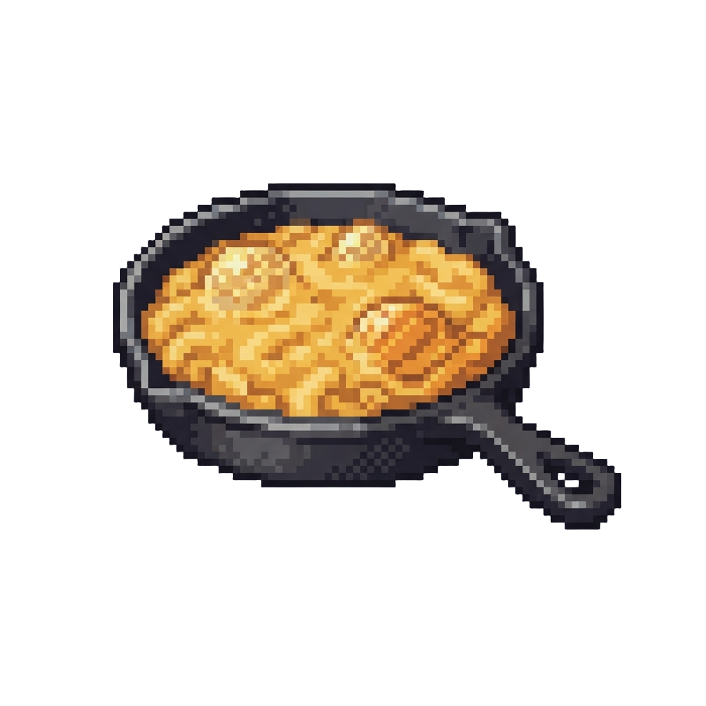 A Bubbling Cast-iron Skillet of Gooey Macaroni and Cheese