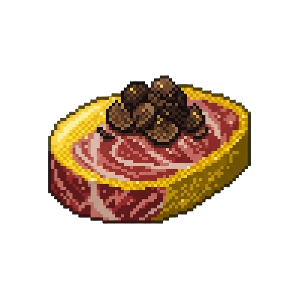 A Glittering Golden Wagyu Steak Crowned with Shaved Truffles